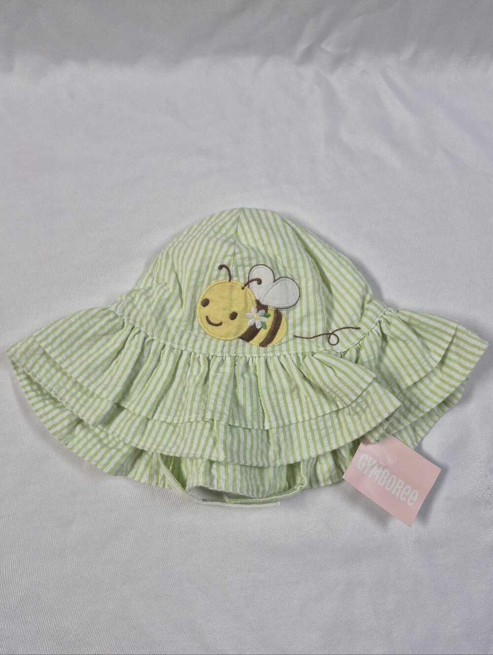 Baby Girl Gymboree 12-18 Month Green And White Striped Bumblebee Hat NWT